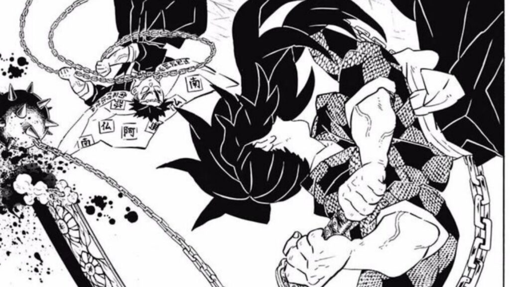 'Demon Slayer's Best-Written Character Isn't Even a Hero 6 Kokushibo is fighting Gyomei chain with his sword in Demon Slayer