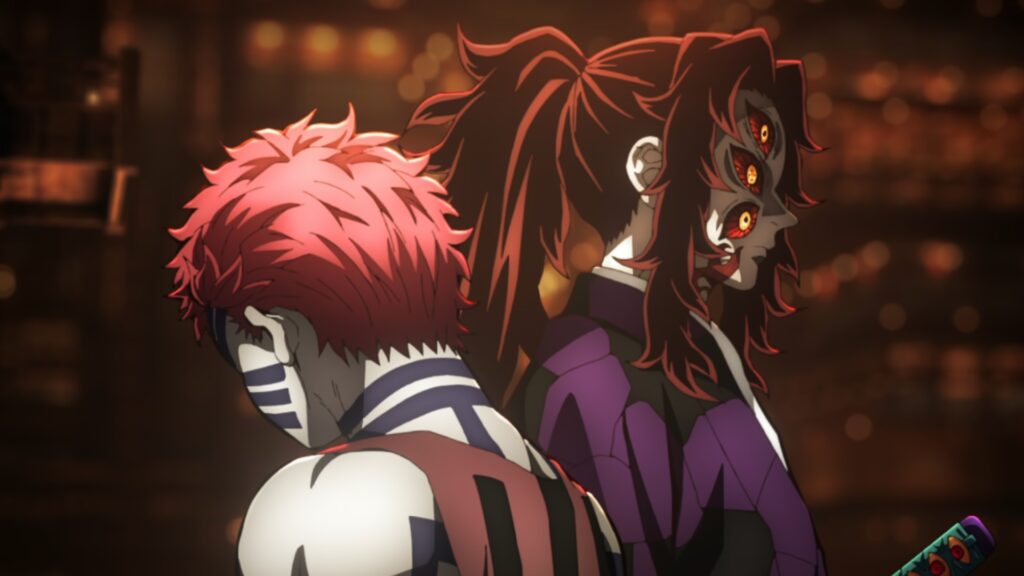 One Major Flaw in ‘Demon Slayer’ Leaves Many of Its Characters Feeling Hollow 2 Akaza is standing besides Kokushibo in a still from Demon SLayer