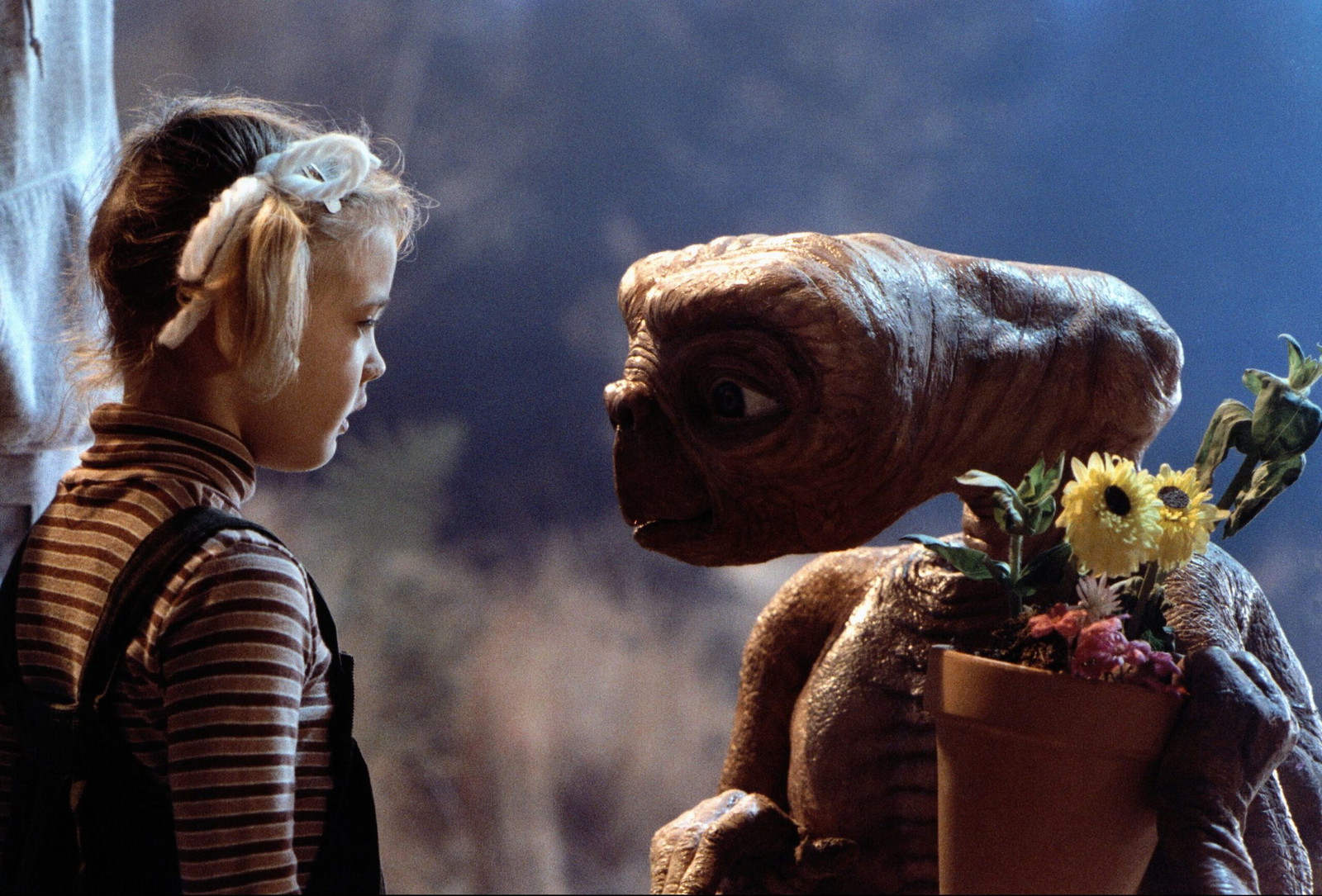 Drew Barrymore Lied to Steven Spielberg and Accidentally Secured the 1982 Film’s Iconic Role 3 A young Drew Barrymore looks sad while saying goodbye to E.T.