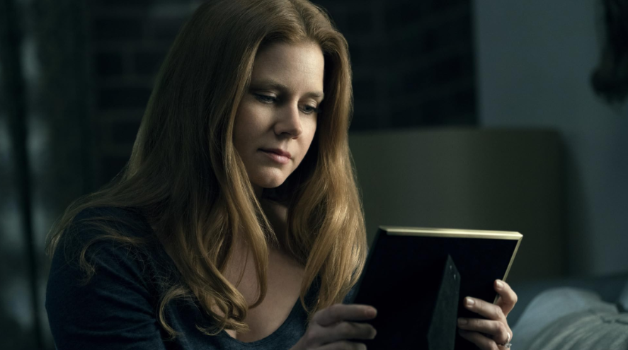 Lois is looking at a framed picture which she holds in her hands.