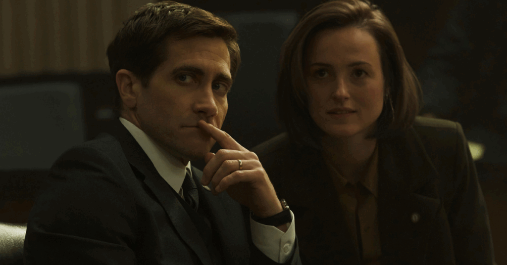 ‘Presumed Innocent’ Season 2 Cast: We Finally Have a Replacement for Jake Gyllenhaal 6 Jake Gyllenhaal sitting in a courtroom talking to his lawyer in Presumed Innocent.
