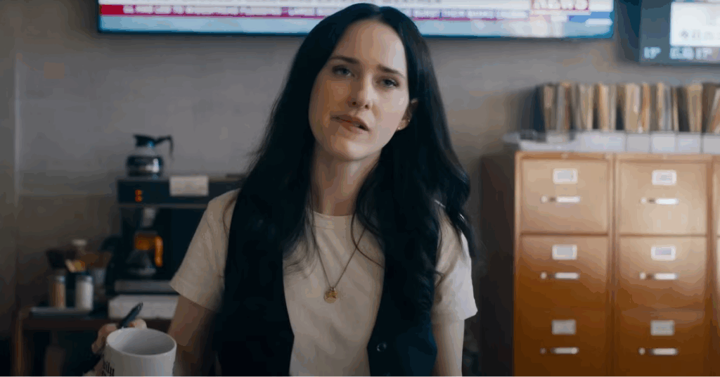‘Presumed Innocent’ Season 2 Cast: We Finally Have a Replacement for Jake Gyllenhaal 7 Rachel Brosnahan wearing a black west holding a cup of something looking annoyed in the new superman trailer.