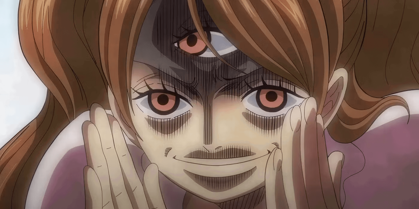 One Piece: Luffy Has Already Surpassed Shanks With His Most Fearsome Ability That’s Not Gear 5 3 Pudding with her three eyes on display with a dark look in One Piece.