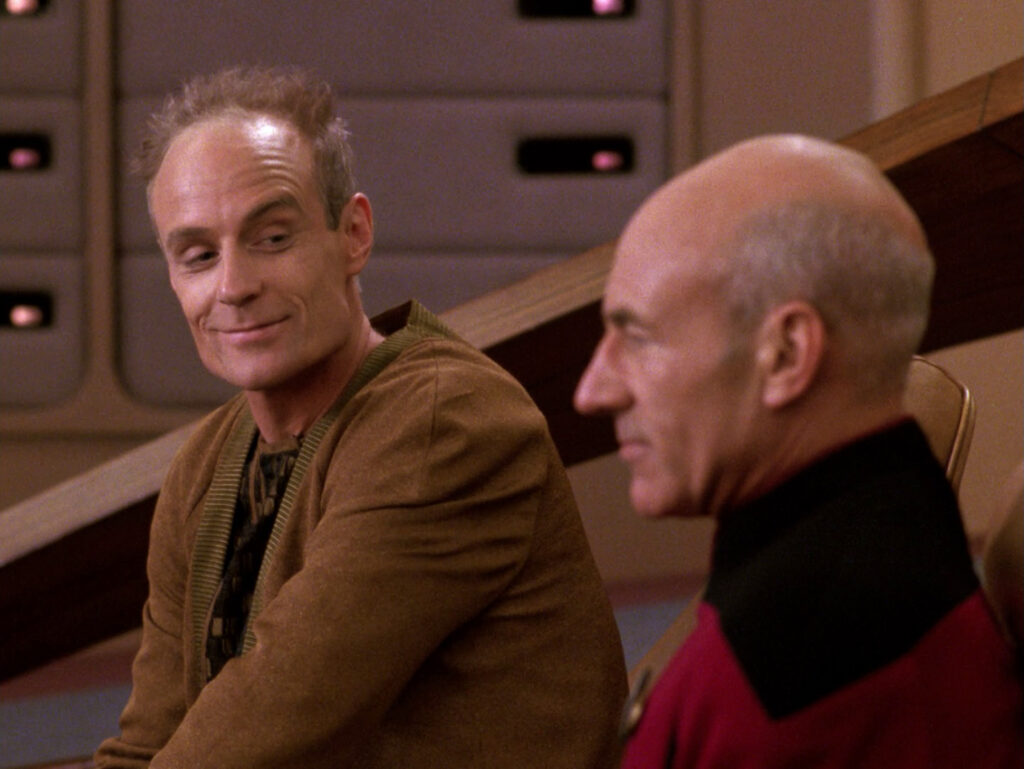 Star Trek: The Next Generation Wrote an Episode for Robin Williams Because He Was a Huge Fan 2 Matt Frewer with Patrick Stewart in Star Trek: The Next Generation