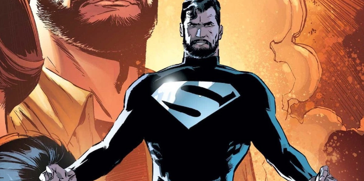 11 Things You Did Not Know About Superman’s Suit 7 This is a comic book style illustration of Superman wearing a black Superman suit.