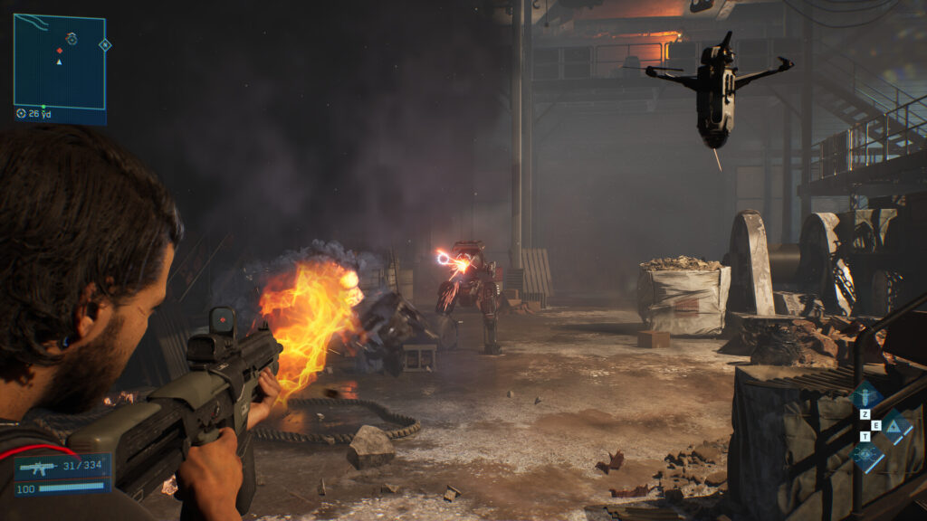 MindsEye Just Matched the One Cyberpunk 2077 Record Every Developer Dreads 12 The imahe shows drone helping in comabt in MindsEye
