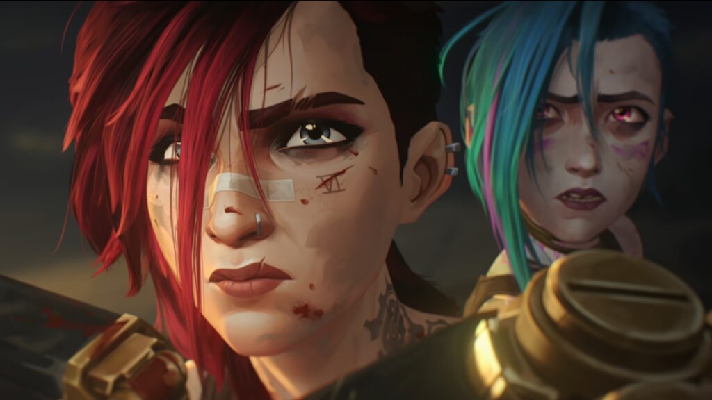 "I have failed at doing that": ‘Arcane’ Doesn’t Make Its Characters Relatable by Giving Them Flaws 2 Jinx is standing behind Vi who is trying to protect her in Arcane