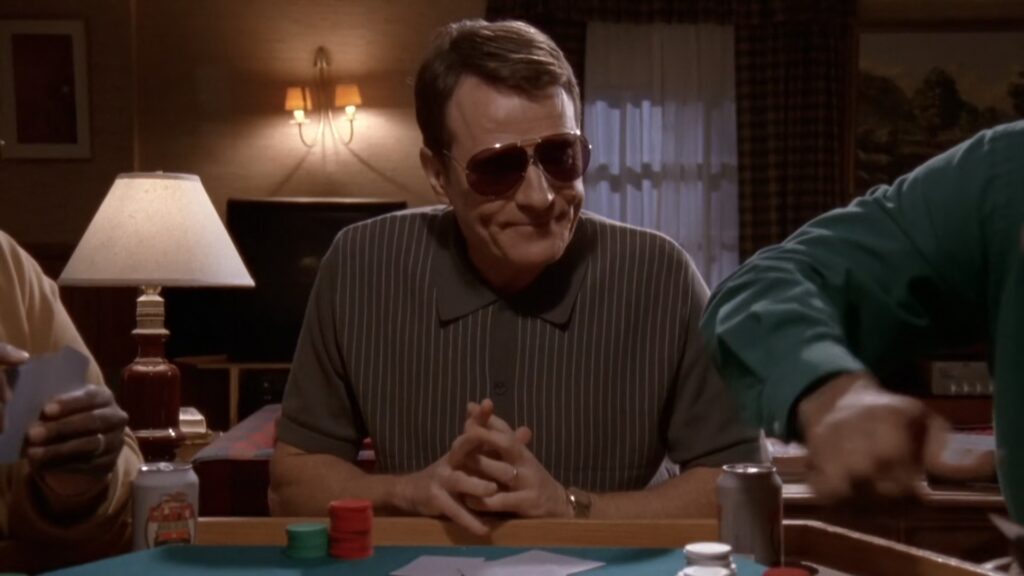 Malcolm in the Middle Creator: Bryan Cranston's Audition Was So Smack-Dab Funny "I literally fell off my metal chair" 2 Bryan Cranston at a gambling table