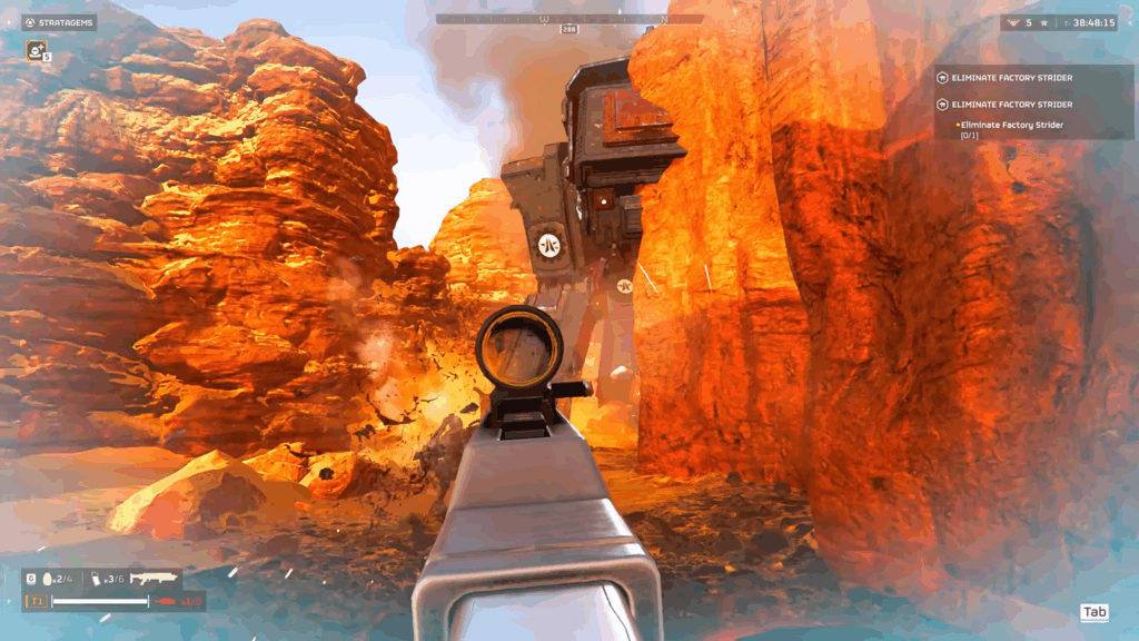Sorry, Star Wars - Helldivers Believe Factory Striders Would Wipe the Floor with AT-ATs 5 A player fighting a Factory Strider in Helldivers 2.