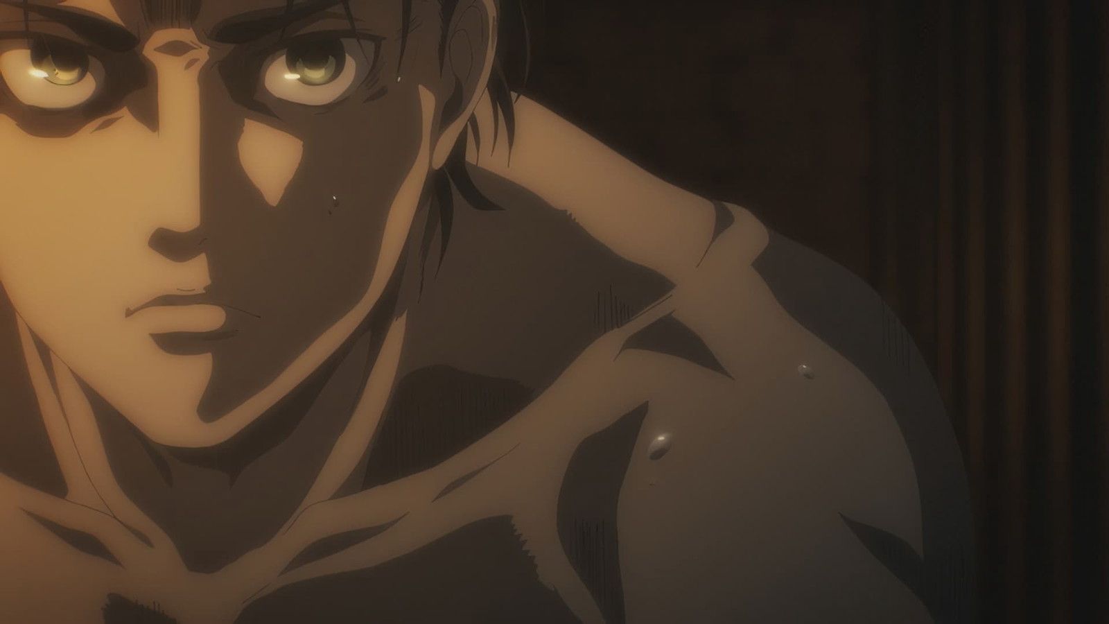 Is Attack on Titan Better Than One Piece: Main Characters and Character Building Comparison 3 Eren repeats "fight" in the mirror with his new look in Attack on Titan.