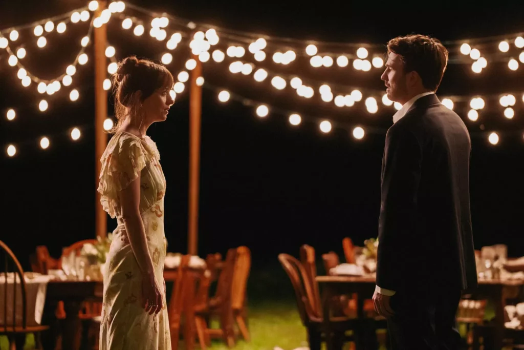 Dakota Johnson in Materialists Took Cues From the Iconic Film That Launched Keira Knightley to Fame 2 Dakota Johnson and Chris Evans in a still from Materialists