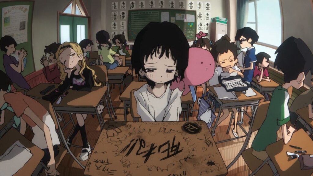 Shizuka in school in Takopi's Original Sin episode 1