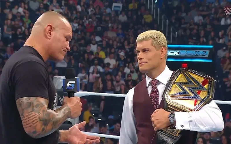 Randy Orton and Cody Rhodesin a promo face-off