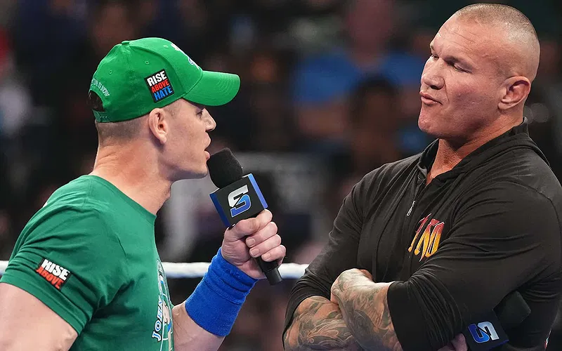 John Cena and Randy Orton in a promo face-off