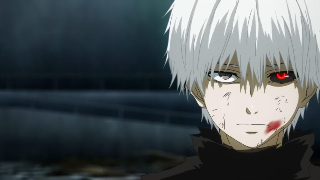 Kaneki Ken has a serious expression on his face in Tokyo Ghoul