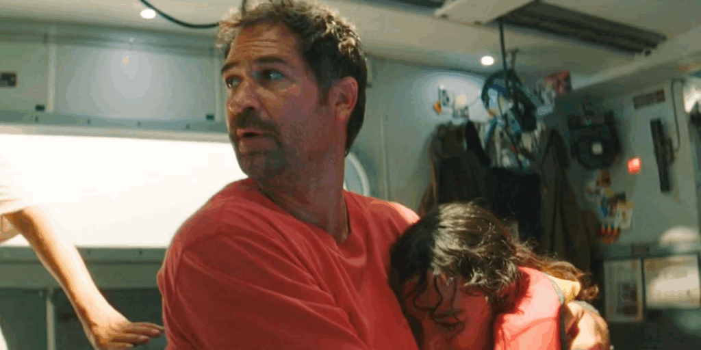 Manuel Garcia-Rulfo in a still from Jurassic World Rebirth 