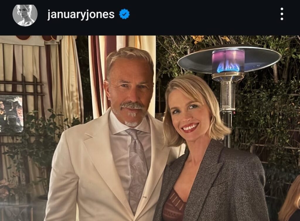 January Jones posts a photo with Kevin Costner