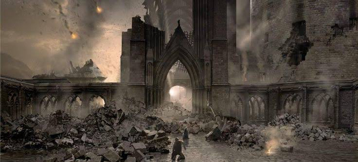 Hogwarts under attack during the Second Wizarding War