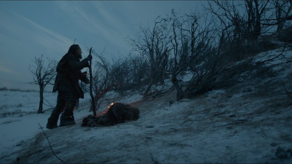 Leonardo DiCaprio as Hugh Glass in The Revenant