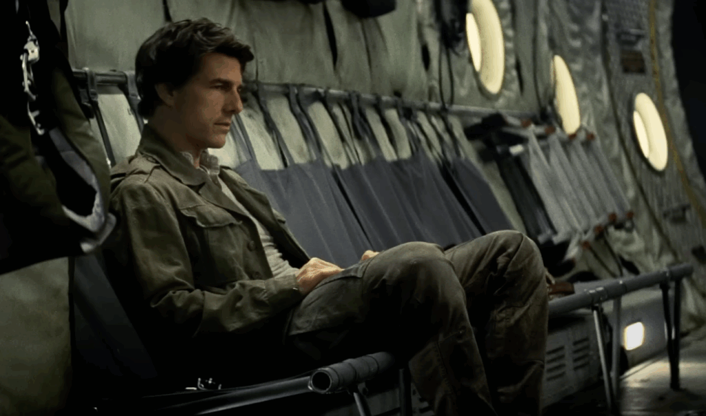 Tom Cruise in an aircraft. 