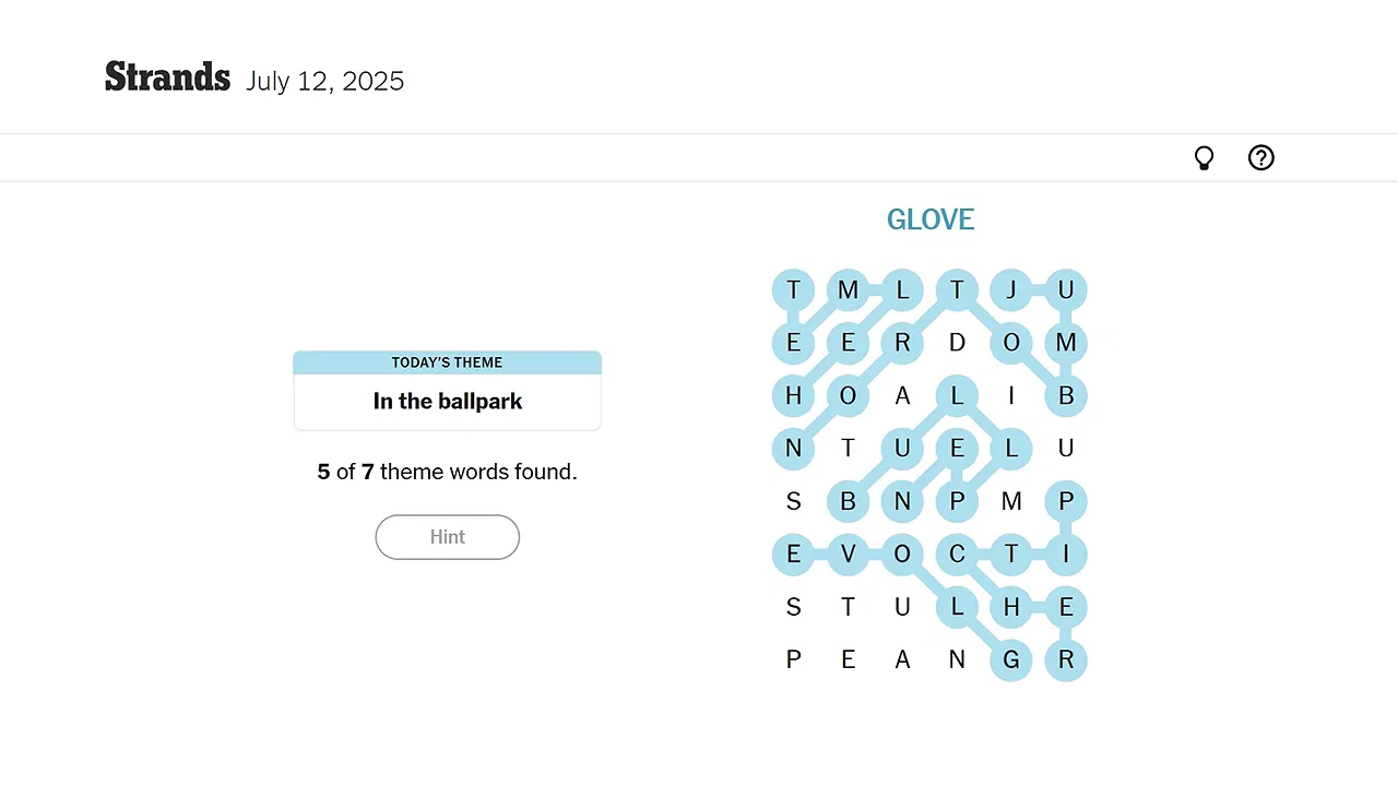 NYT Strands and Connections Solution for Today (July 12, 2025)