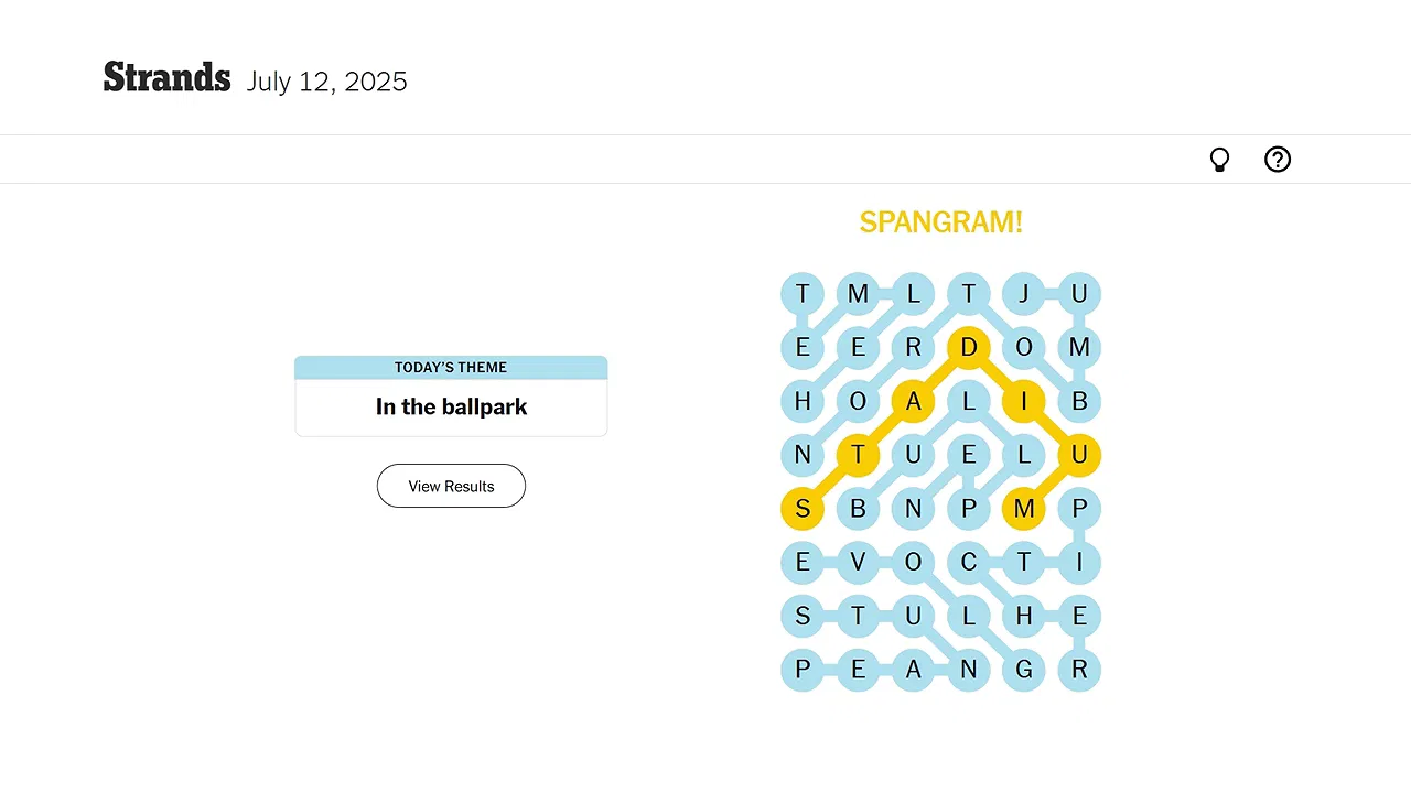 NYT Strands and Connections Solution for Today (July 12, 2025)