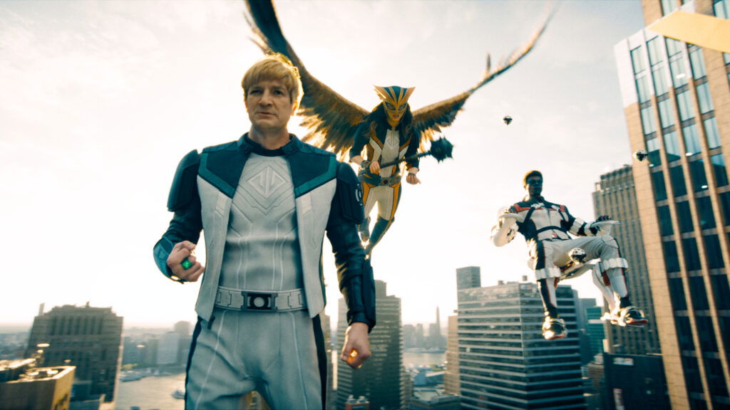 One Superman Scene Has Convinced Me That James Gunn’s Plan for a Superhero Spinoff Series Is a Home Run 3 Guy Gardner, Hawkgirl, and Mister Terrific are flying in a still from Superman.