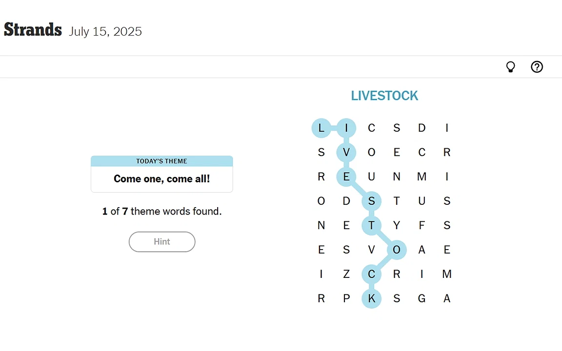 NYT Strands and Connections Solution for Today (July 15, 2025)
