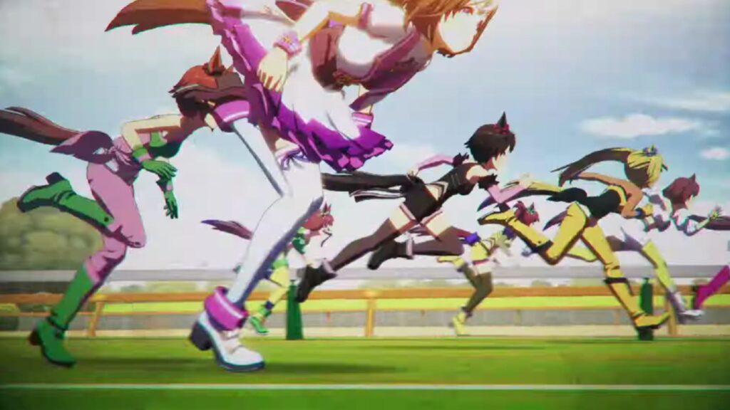 Umamusume: Pretty Derby racing scene.