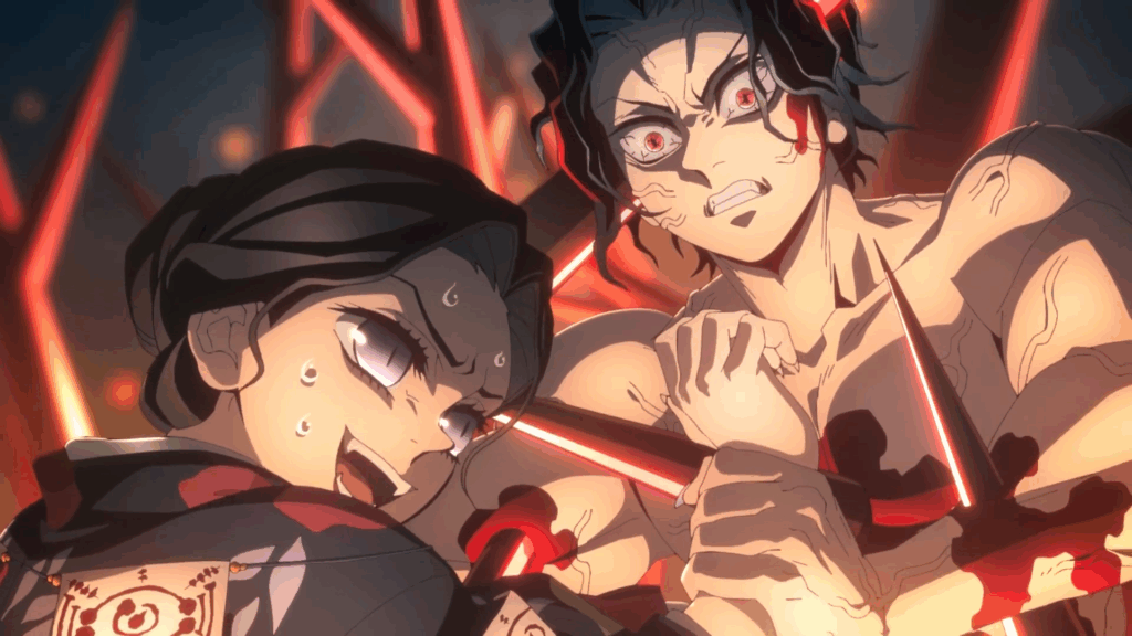 Lady Tamayo confronting and attacking the main antagonist, Muzan Kibutsuji.