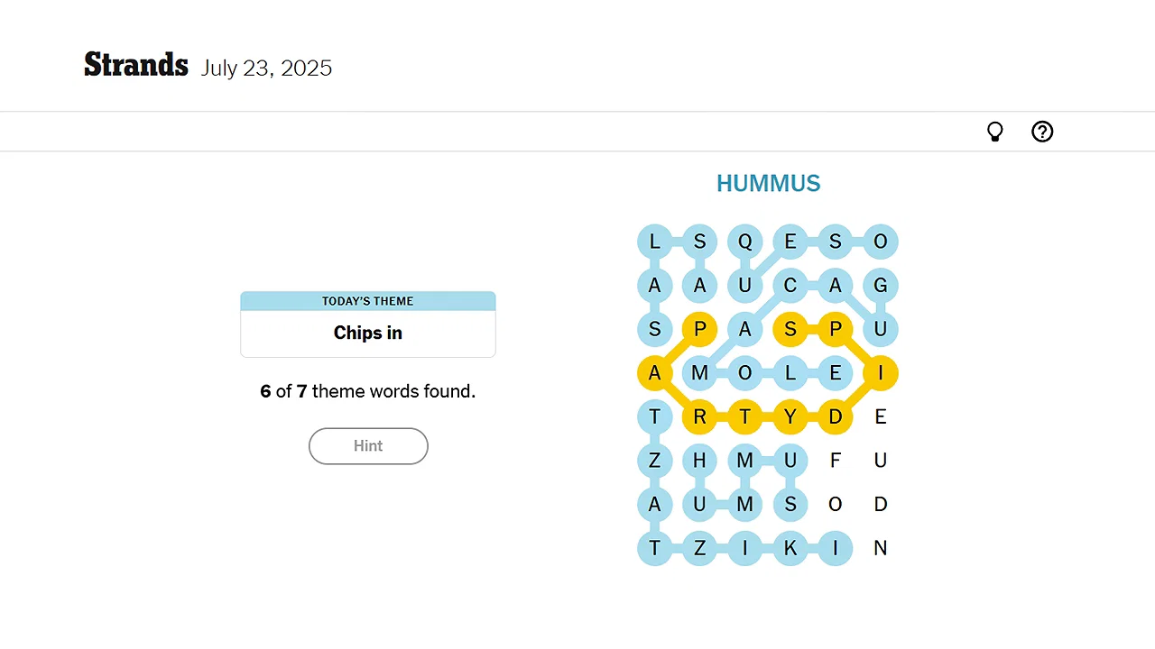 Strands Theme NYT Strands and Connections Solution for Today (July 23, 2025)