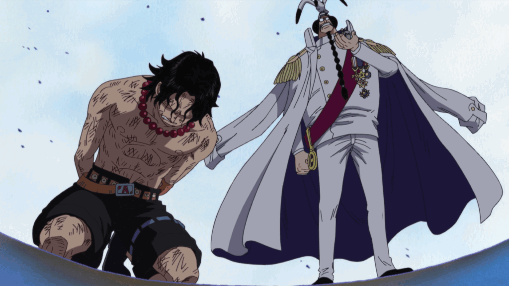 Sengoku reveals Ace's true heritage to the world in One Piece.