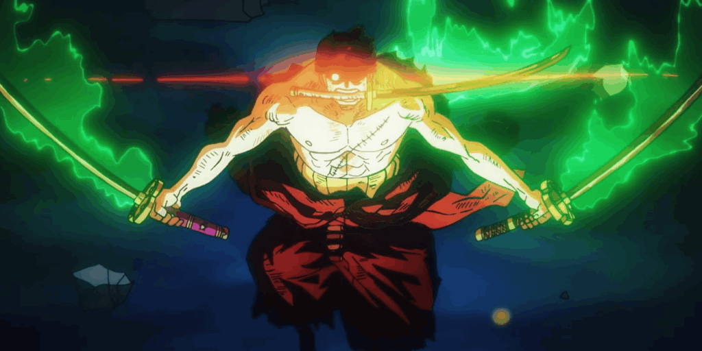 Zoro sử dụng Tam Kiếm Thuật trong One Piece.