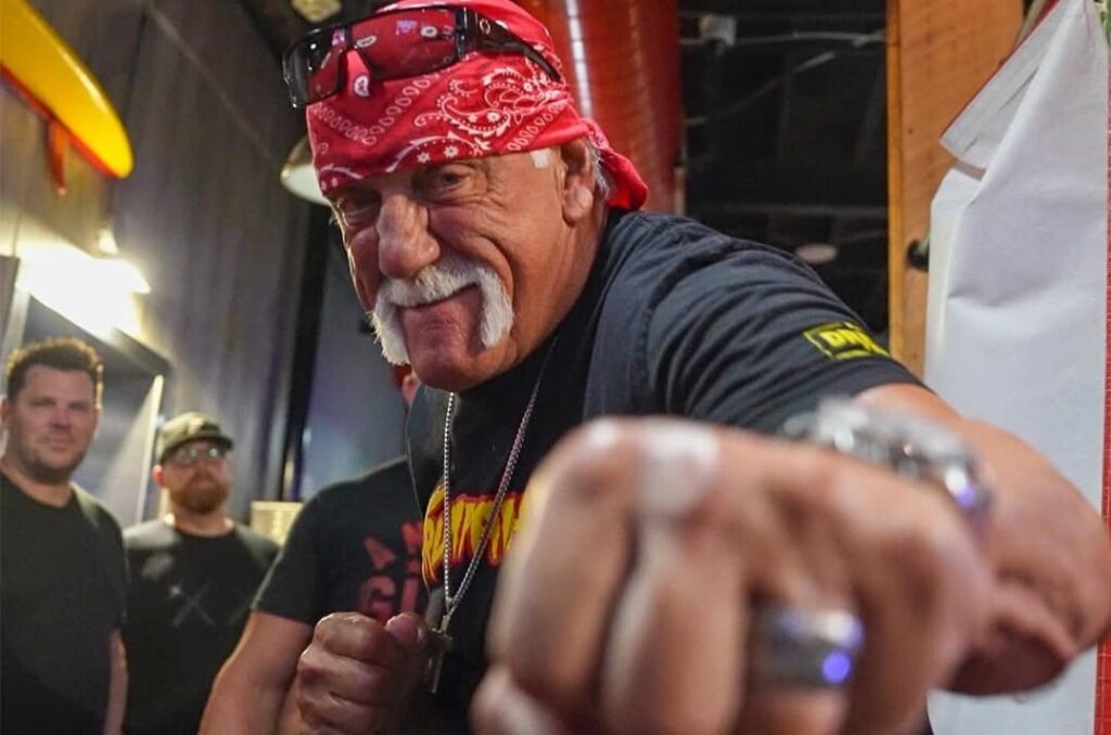 Hulk Hogan fist bumping the camera