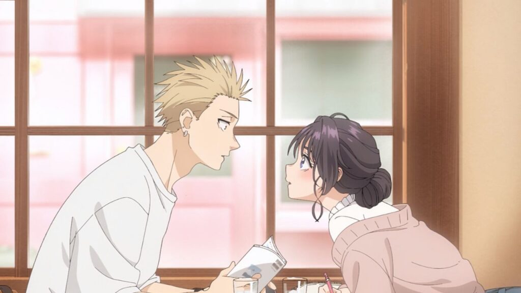 Kaoruko and Rintaro during their study session in The Fragrant Flower Blooms With Dignity Episode 5