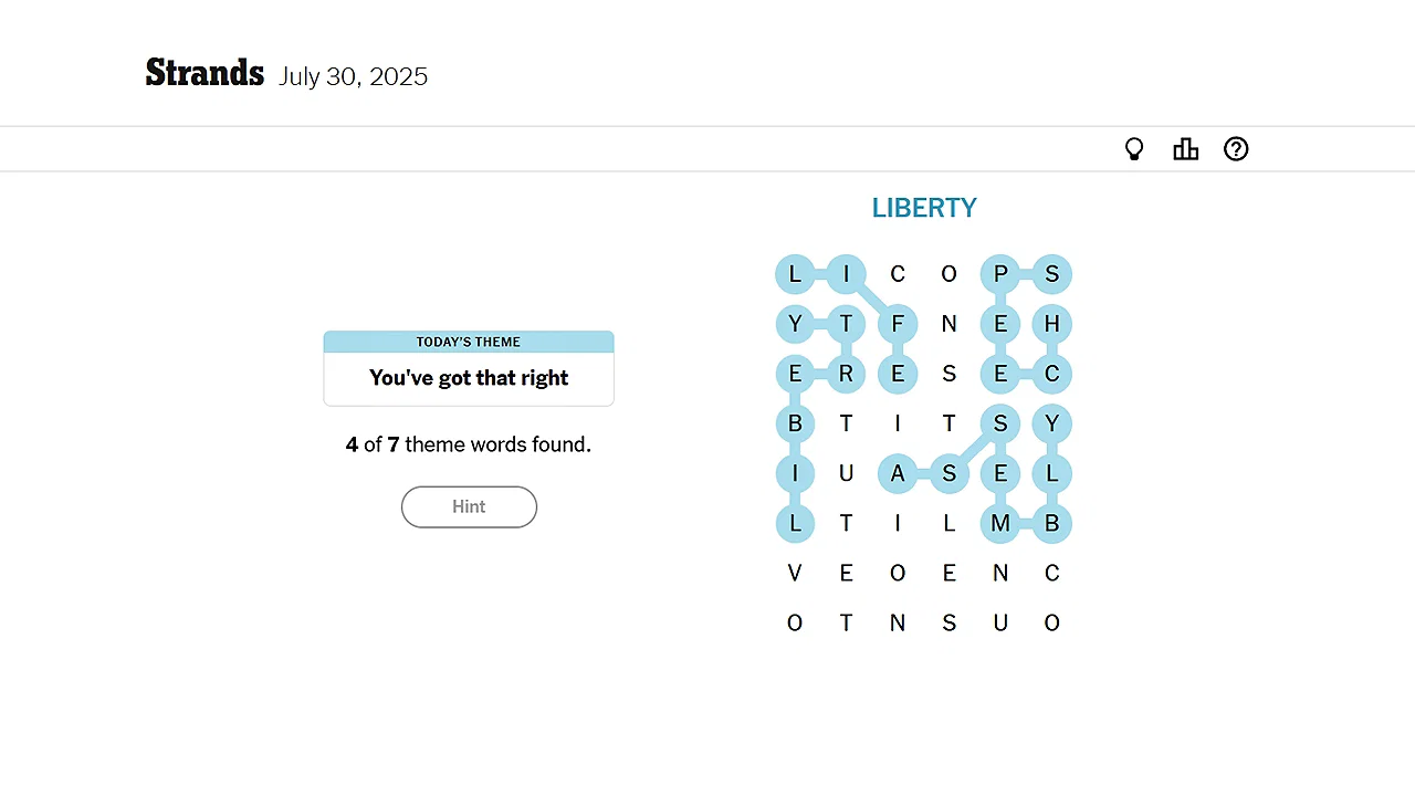 NYT Strands and Connections Solution for Today (July 30, 2025)