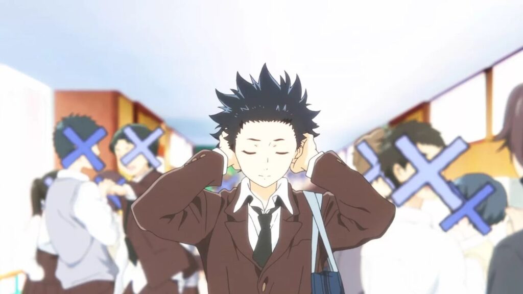 Shoya trying to silence those who nully him in A Silent Voice