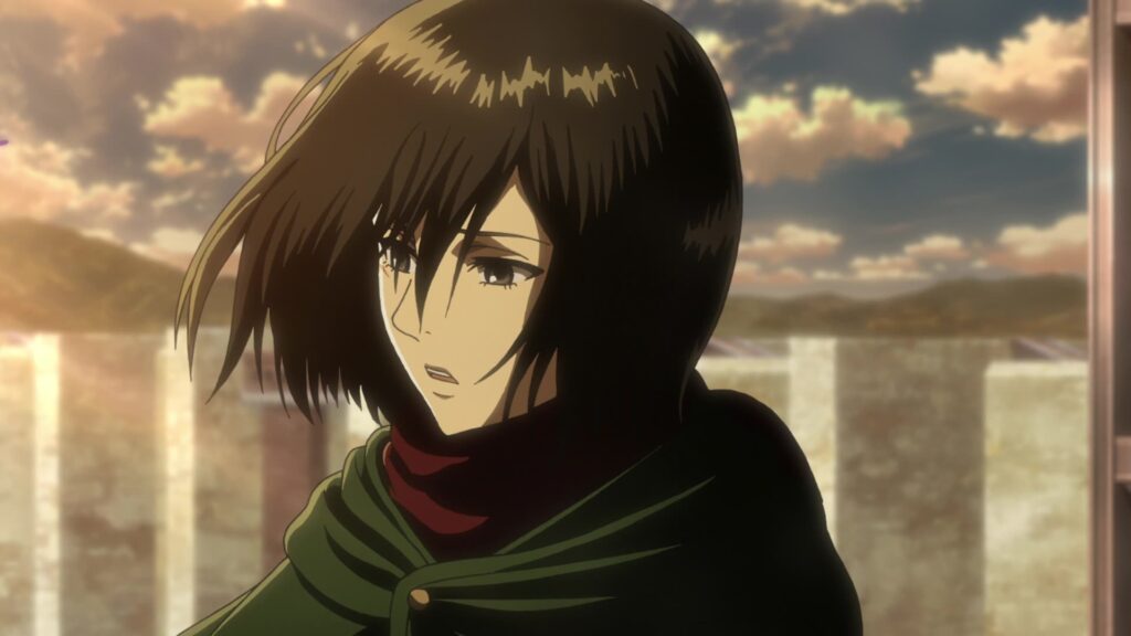 Mikasa Ackerman is looking away in Attack on Titan