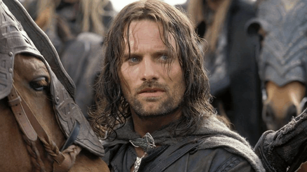 Viggo Mortensen as Aragorn looking like a ranger in a still from The Lord of the Rings movies