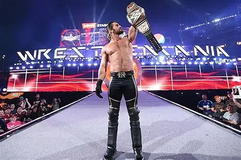 Seth Rollins with the WWE Championship.