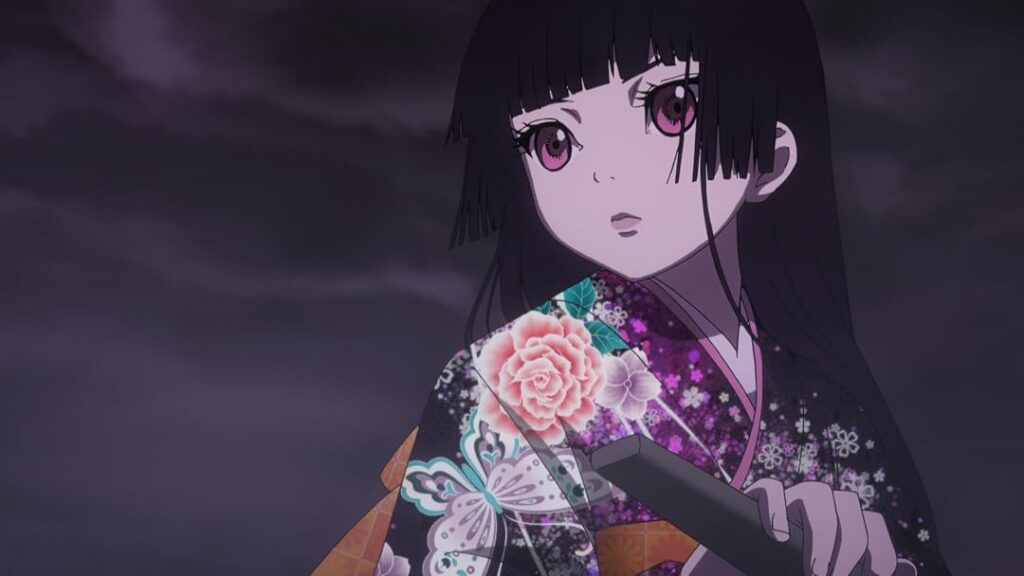 Ai Enma looking at something in hell girl