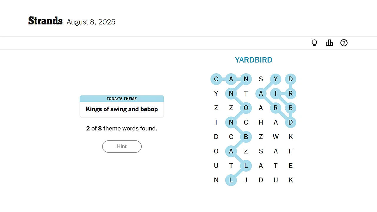 NYT Strands and Connections Solution for Today (August 8, 2025)
