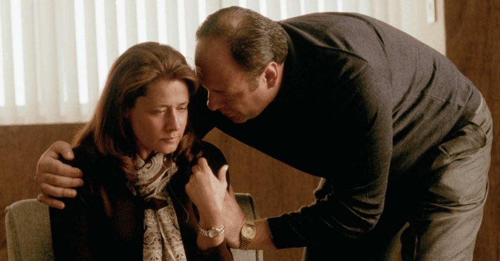 10 Best The Sopranos Episodes That Makes It Better Than Breaking Bad 12 Toni with his arms wrapped around Melfi consoling her.