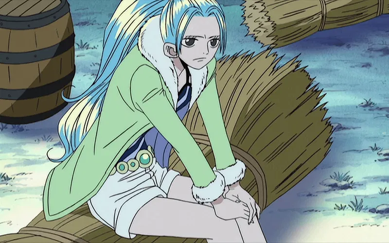 Vivi đang nói chuyện với băng Mũ Rơm trong One Piece.