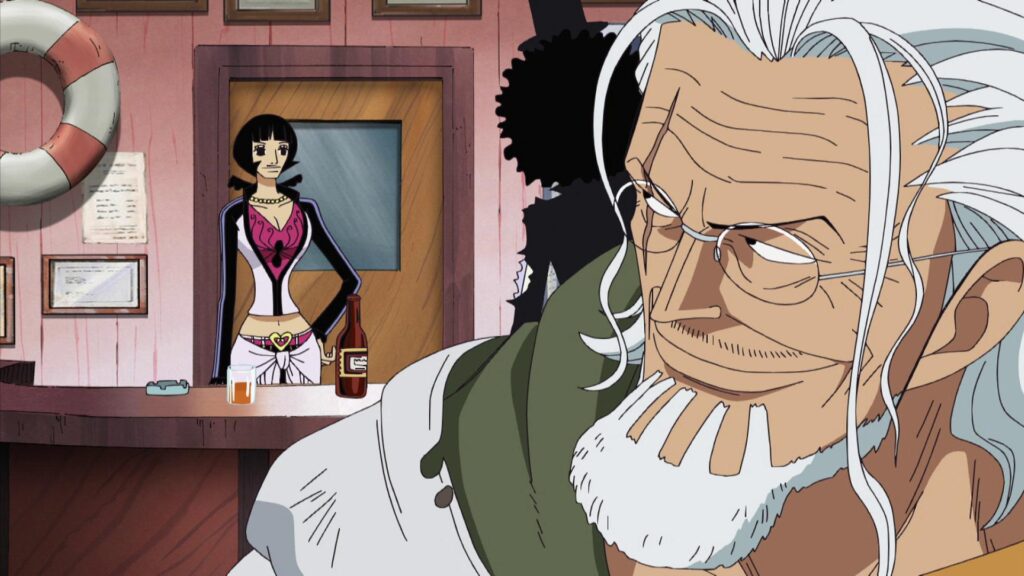 Rayleigh is looking at Shakky in One Piece