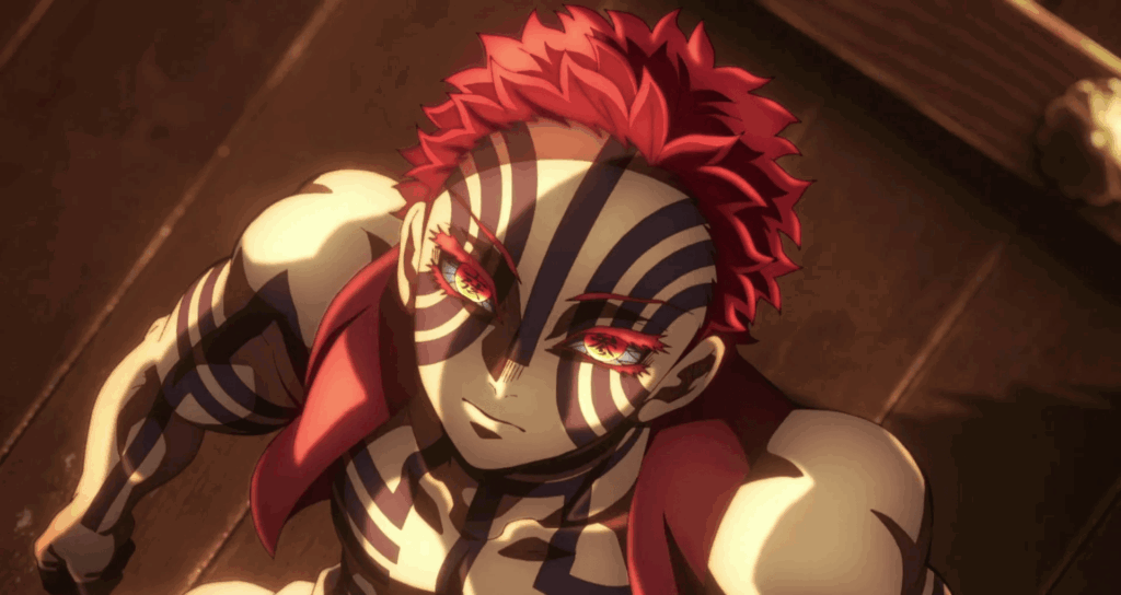 Akaza looking up in Demon Slayer: Infinity Castle.