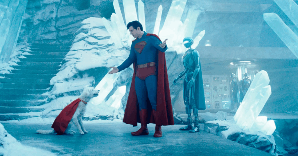 David Corenswet in Superman with Krypto