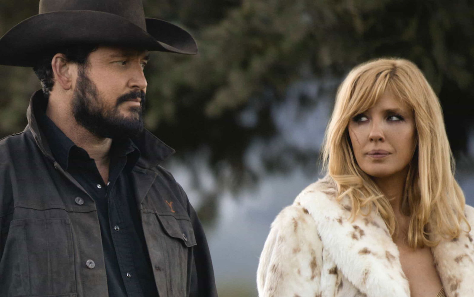 Beth looking at Rip in a still from Yellowstone