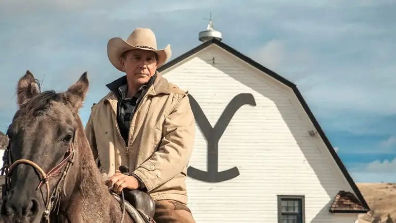 Kevin Costner in a still from Yellowstone.