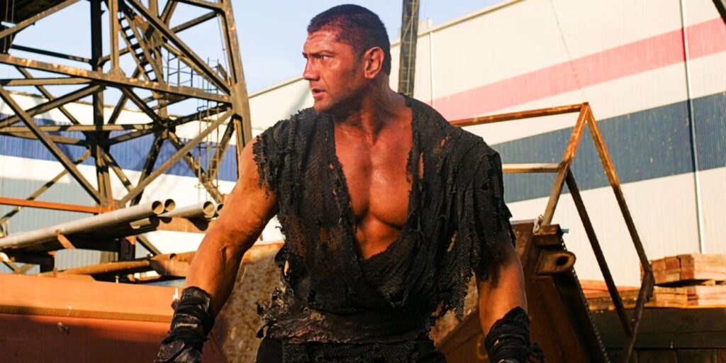 Dave Bautista during a movie project. 
